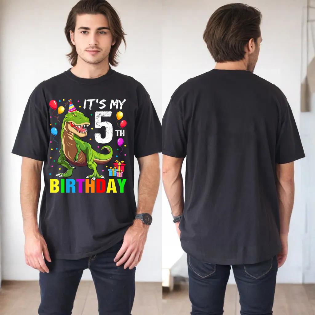 It's My 5th Birthday Happy 5 Year T-Rex Shirt Boys