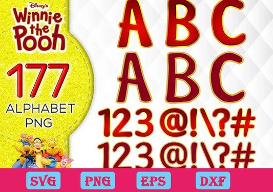 177 Winnie The Pooh Alphabet Png bundle Clipart