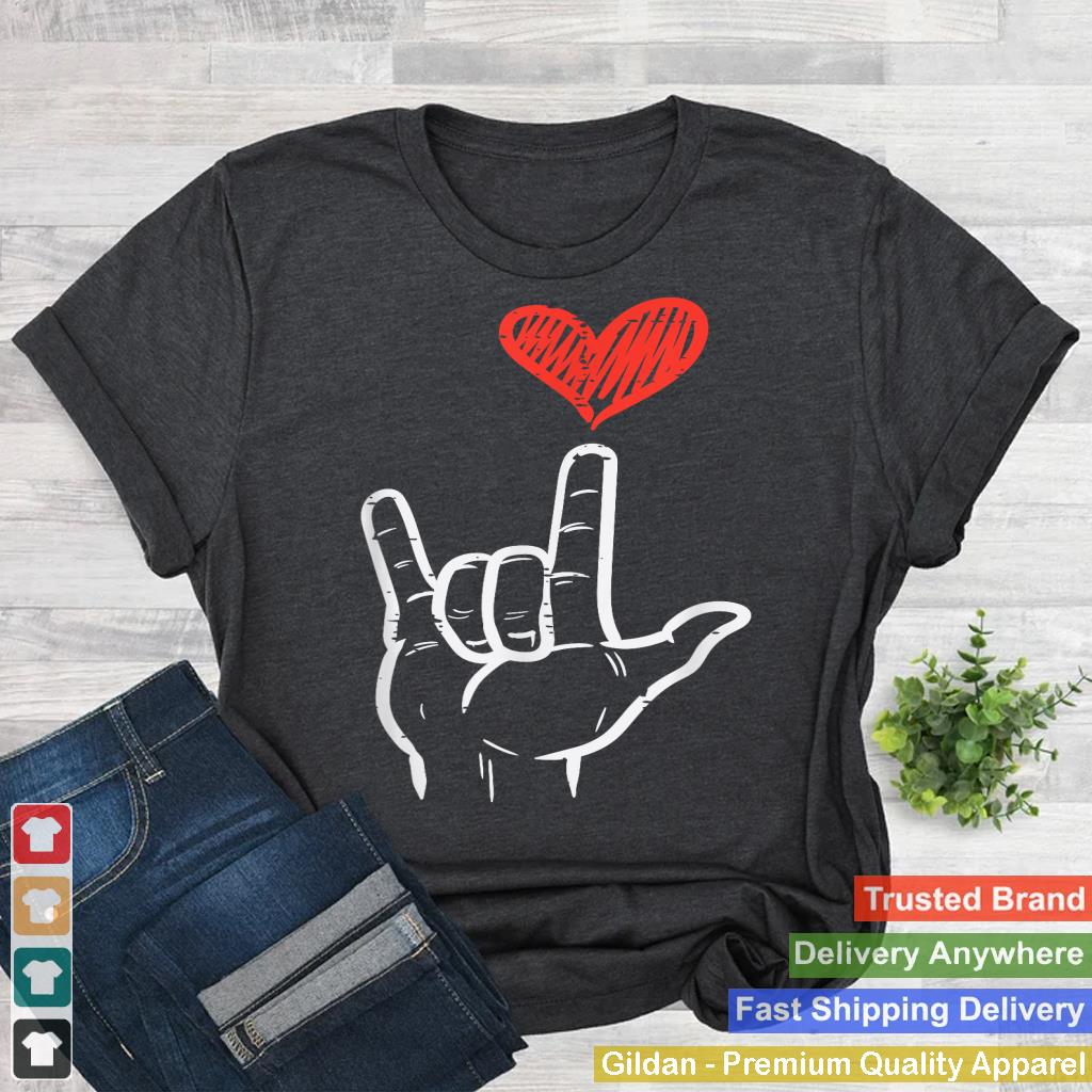 Valentines Day I Love You Hand Sign ASL Heart Women Kids Men