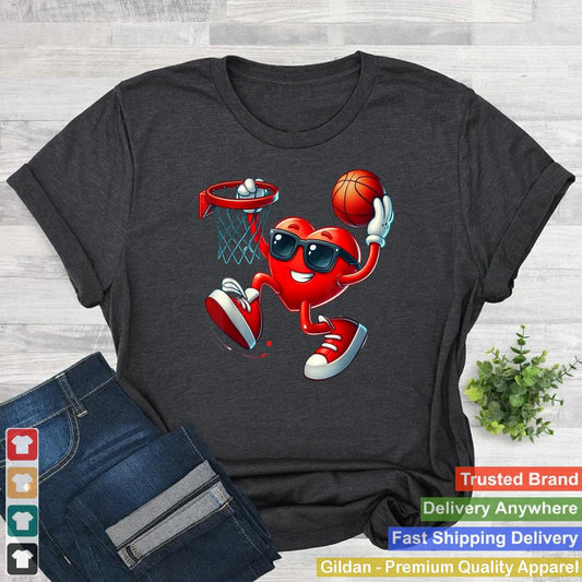 Valentines Day Basketball Funny Red Heart Love Boys Kids