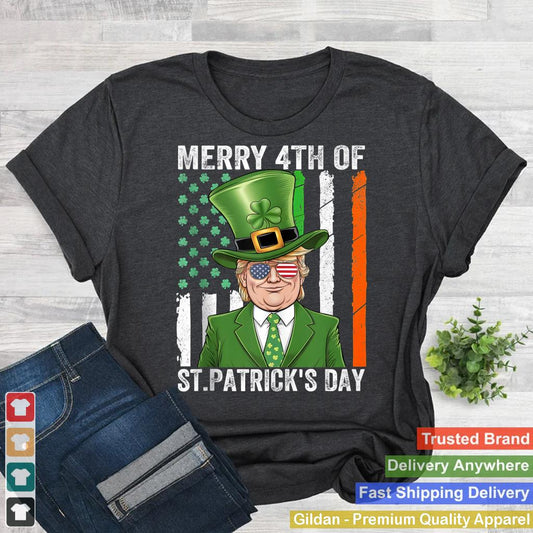 Merry 4th Of St Patrick's Day Trump Leprechaun Hat Funny Tank Top