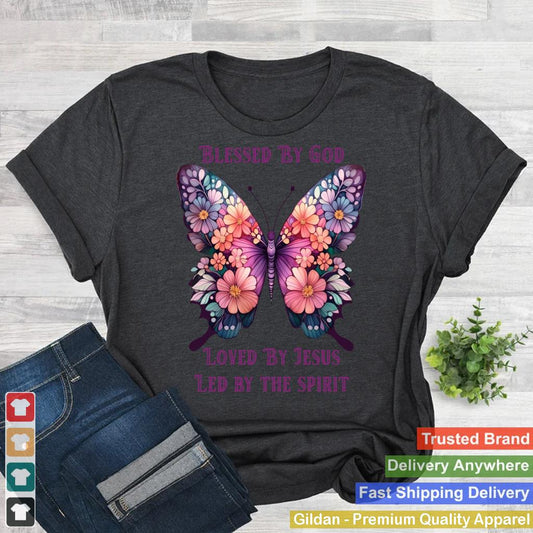 Blessed by God Loved by Jesus Purple Butterfly