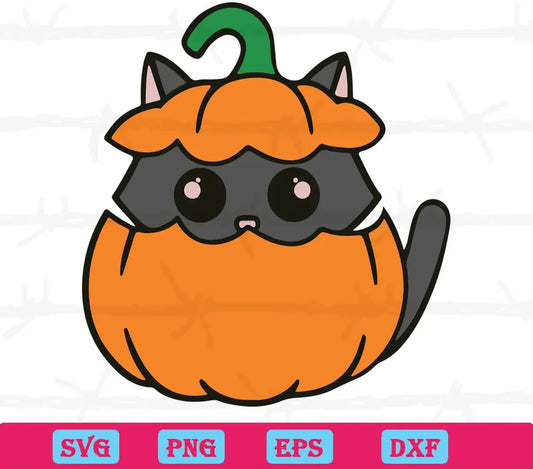 Cute Cat Orange Halloween Pumpkin, Svg Files For Crafting And Diy Projects