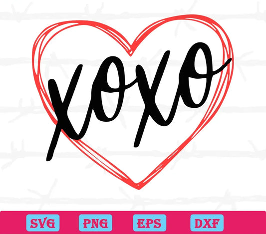 Xoxo Heart Valentines, Cutting File Svg