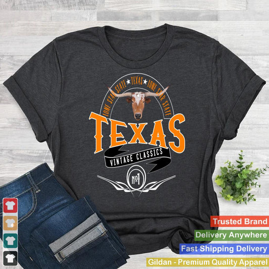 Vintage Classic Style Texas Lone Star Longhorn Design