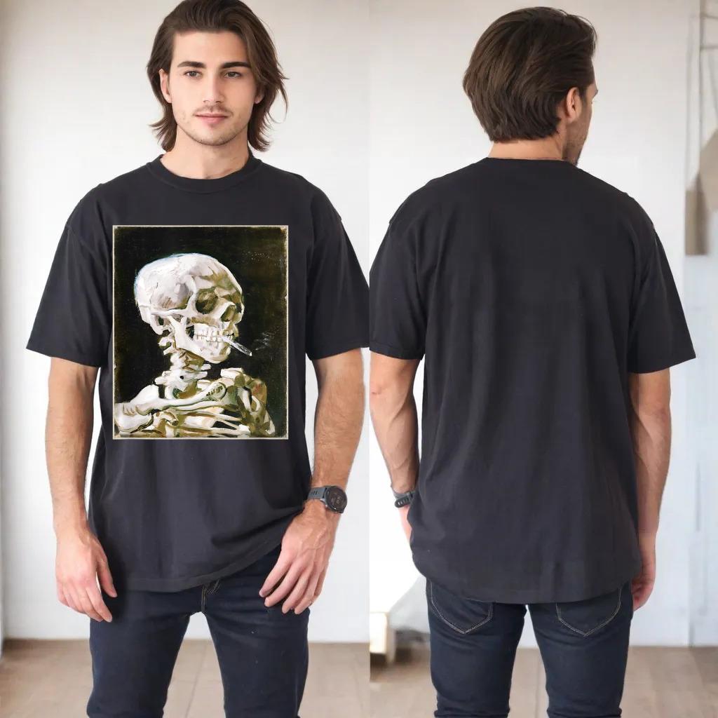 Van Gogh Skeleton Skull Vintage Streetwear Art Painting