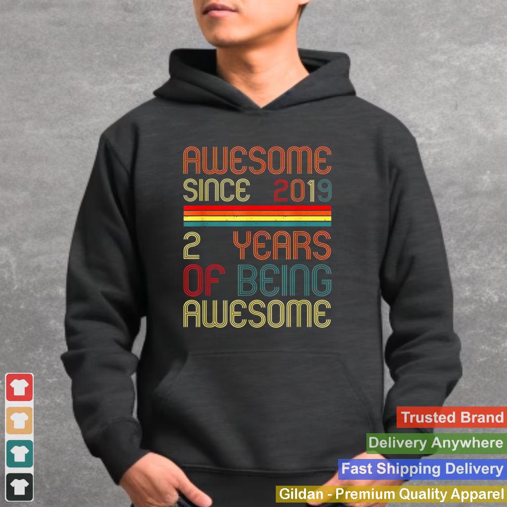 2 Years Old Awesome Since 2019 second Birthday Retro Shirt