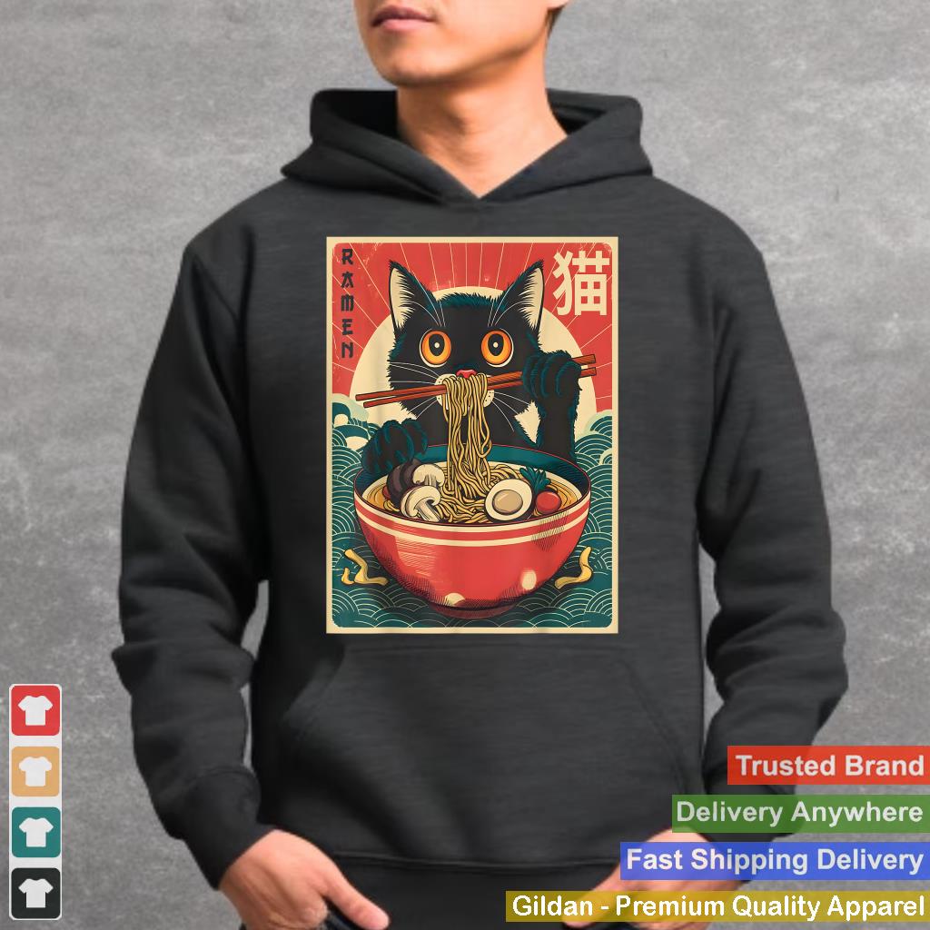 Kawaii Cat Anime Gifts Cat Ramen Graphic Tee Japanese Funny