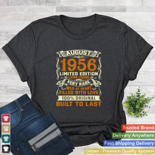 August 1956 65 Limited Edition Very Rare Years Old 65th Birthday T Shirt