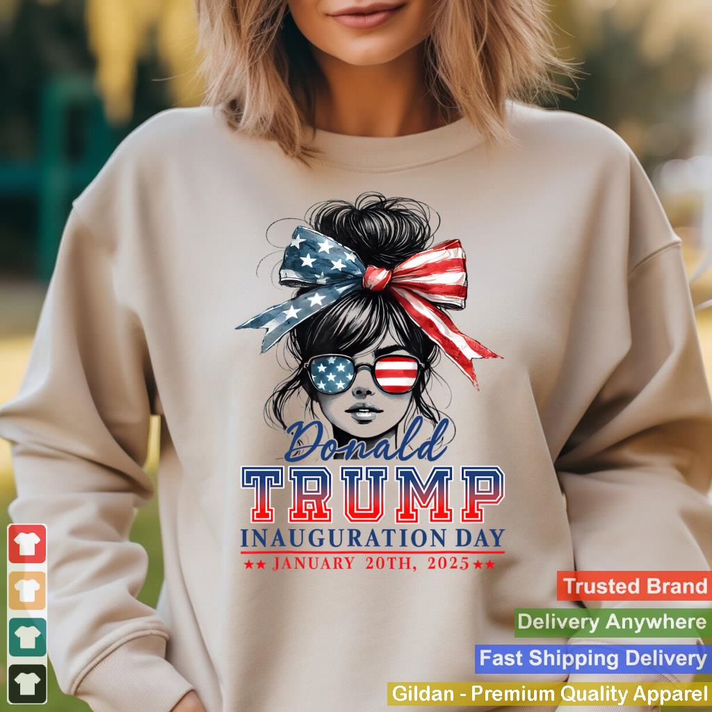 Inauguration Day 2025 Funny Trump Girl Messy Bun Sweatshirt