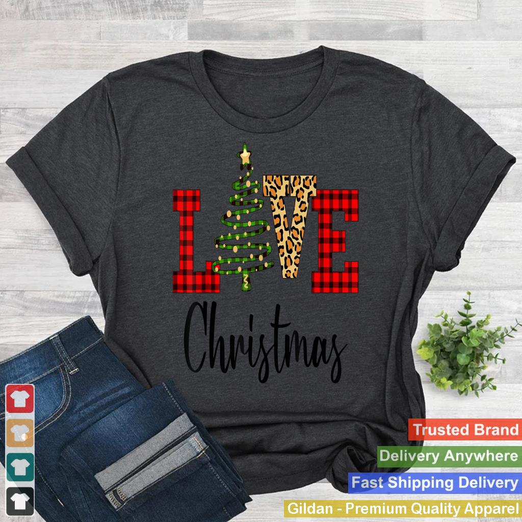 Love Christmas Buffalo Leopard Plaid Funny