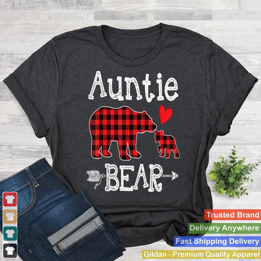 Auntie Bear Funny Family Christmas Pajama Red Plaid Buffalo