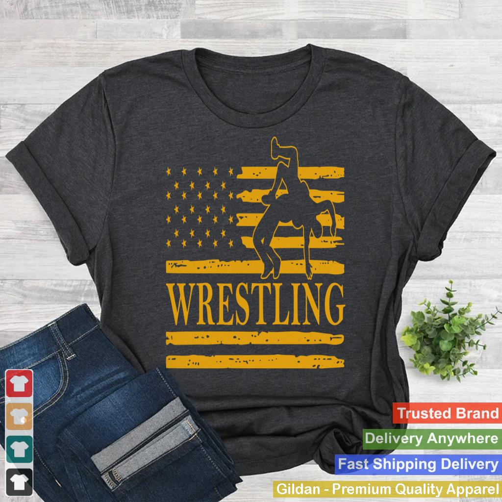 Wrestling Wrestler American USA Flag Patriotic Men Kids Boys