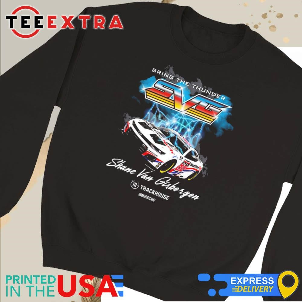 Official Bring The Thunder Shane Van Gisbergen Trackhouse Racing Team Collection Black Car Shirt