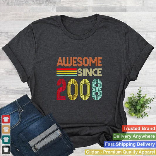 Awesome Since 2008 14th Birthday Retro Shirt