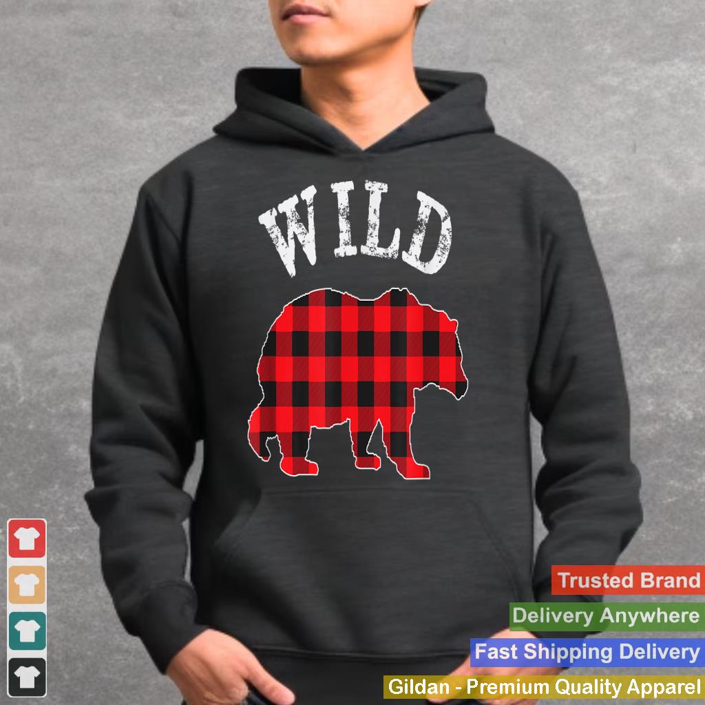 WILD Bear RED Black Buffalo Plaid Mama Checkerboard Pattern