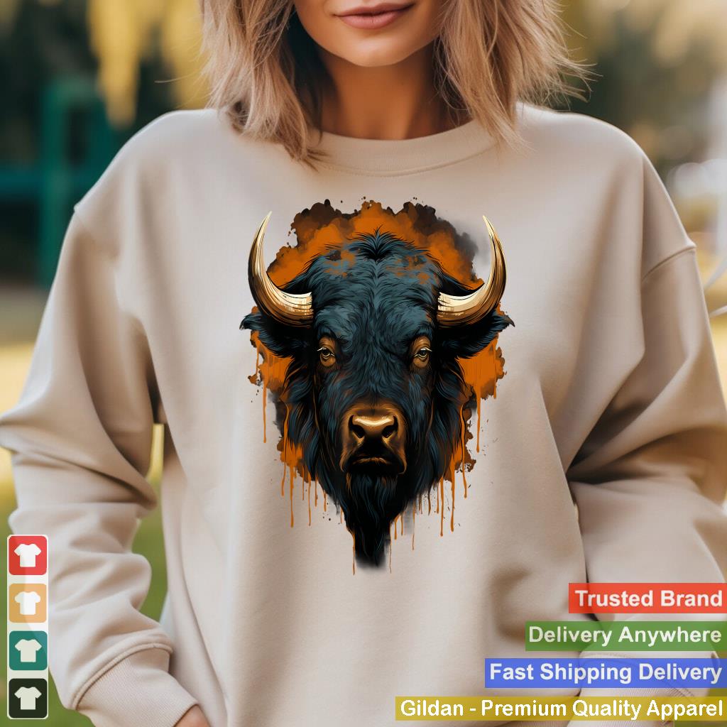 Bison Portrait Splash Buffalo Colorful Artwork Wildlife