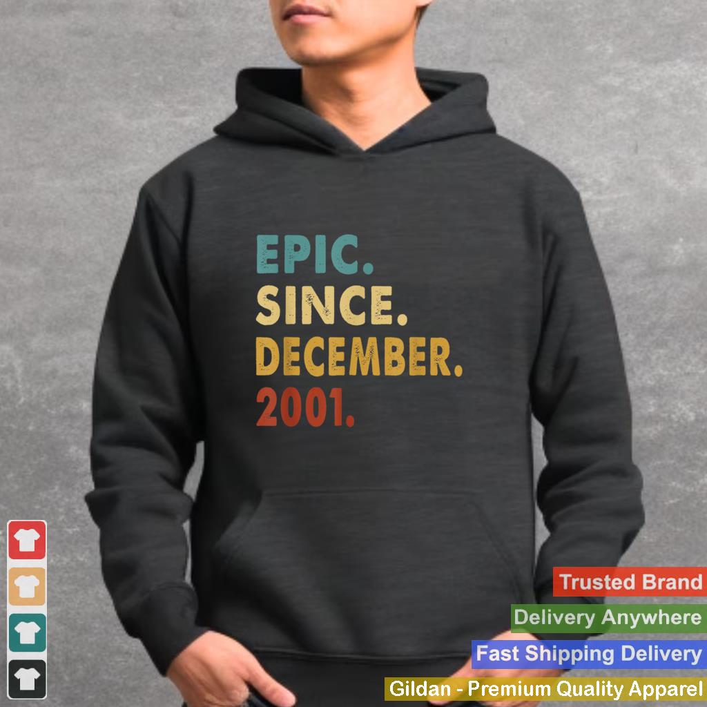 20 Years Old Gifts Epic Since December 2001 20th Birthday T Shirt