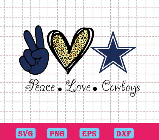 Peace Love Dallas Cowboys Silhouette Svg Clipart Free