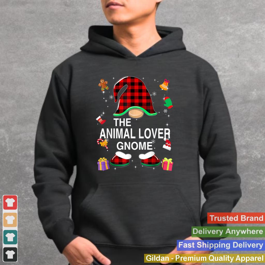 Animal Lover Gnome Buffalo Plaid Matching Family Christmas T Shirt