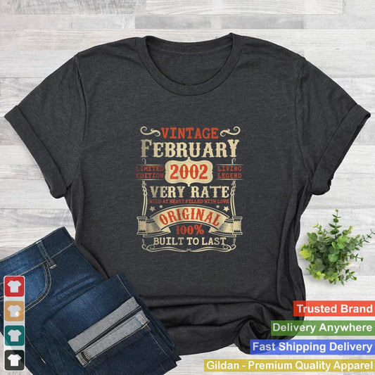 20 Year Old 20th Birthday Gifts Vintage February 2002 T Shirt