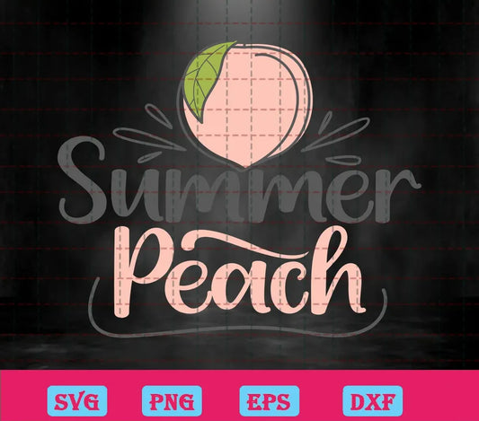 Cute Summer Peach With Leaves, Craft Svg Free