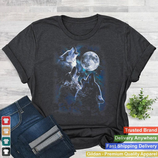 Wolf Howling At The Moon T-Shirt Wildlife Wolves Lovers Men