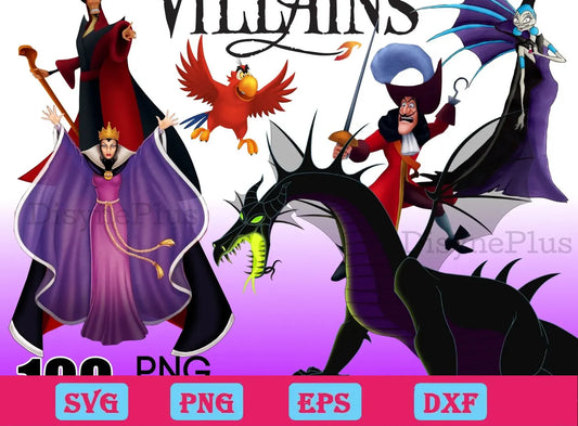 100 Disney Villains png bundle