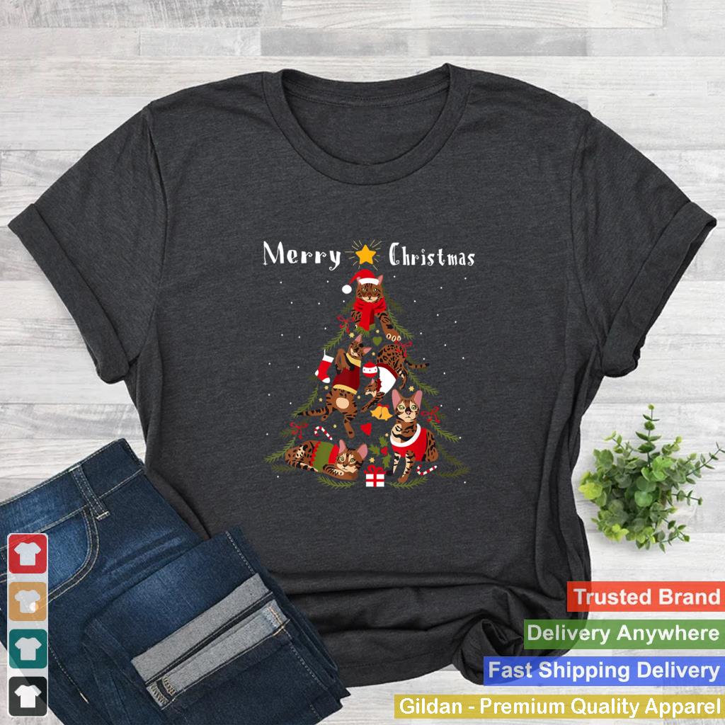 Bengal Cat Christmas Tree Xmas Cat Lover T Shirt