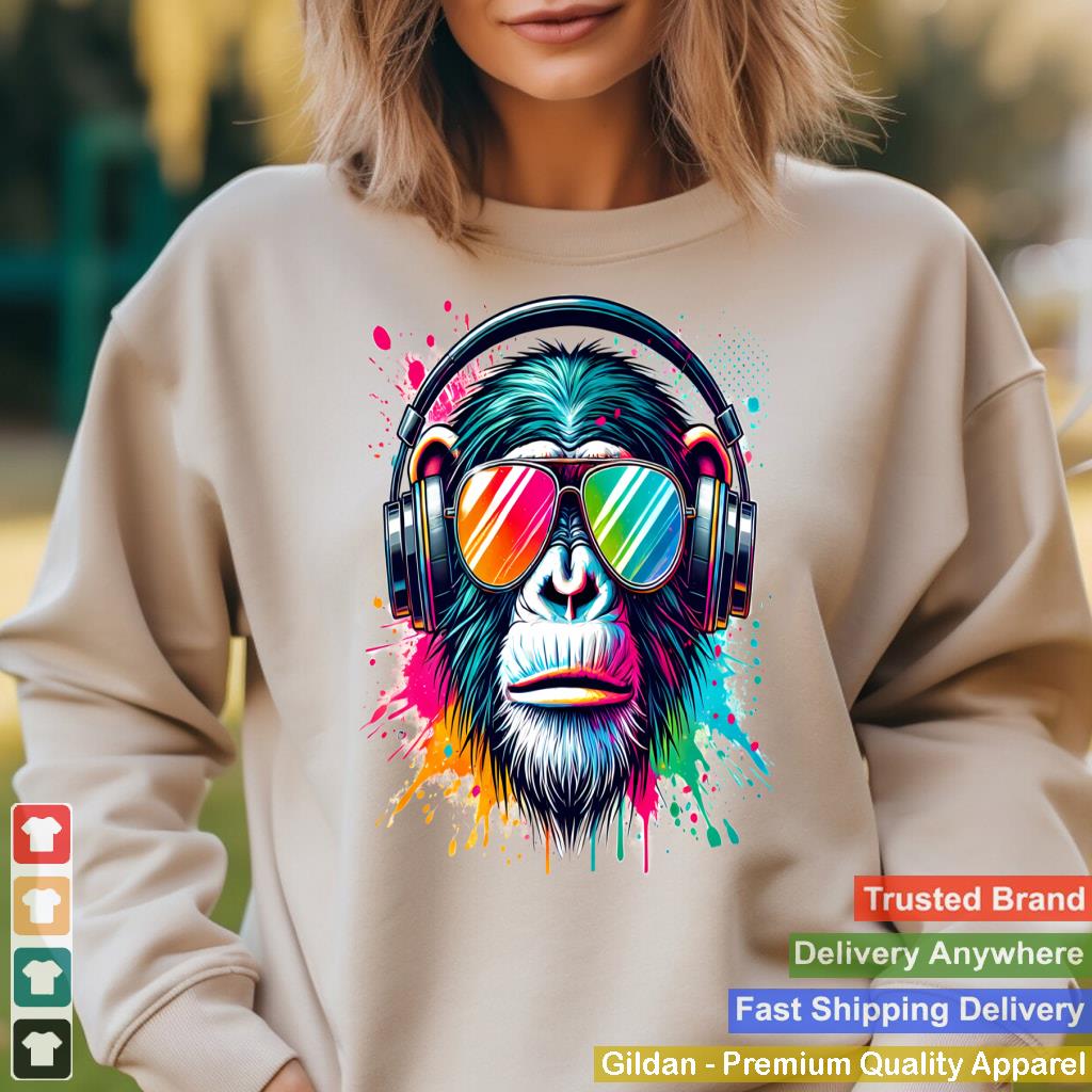 Colorful Cool Monkey Graffiti Headphones Art