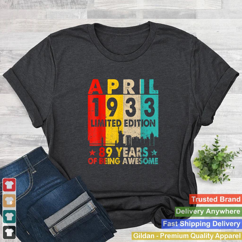 Awesome Since April 1933 89th Birthday Vintage Retro T Shirt B09VZ3X8DQ