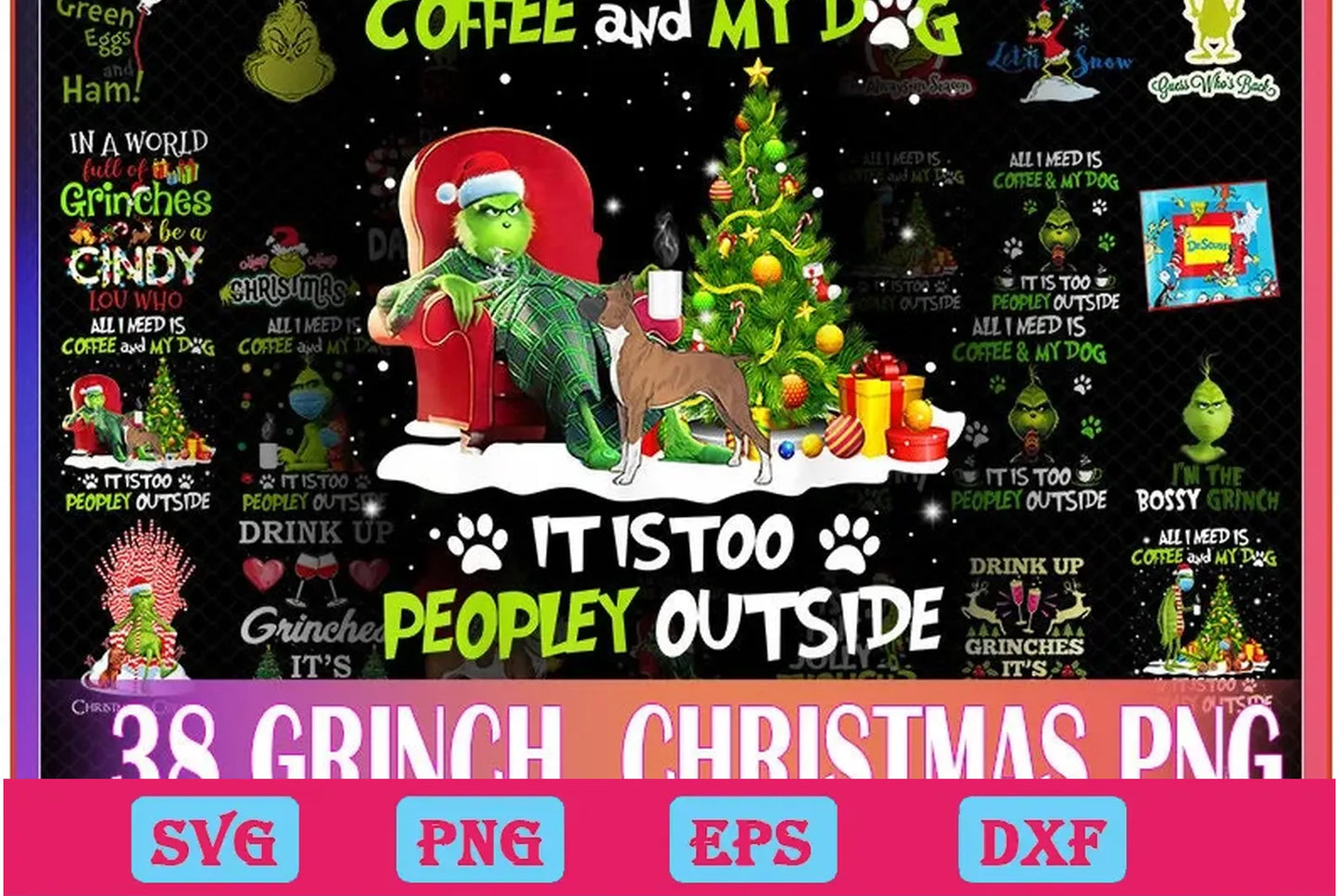 38 Files Bundle Grinch Christmas PNG