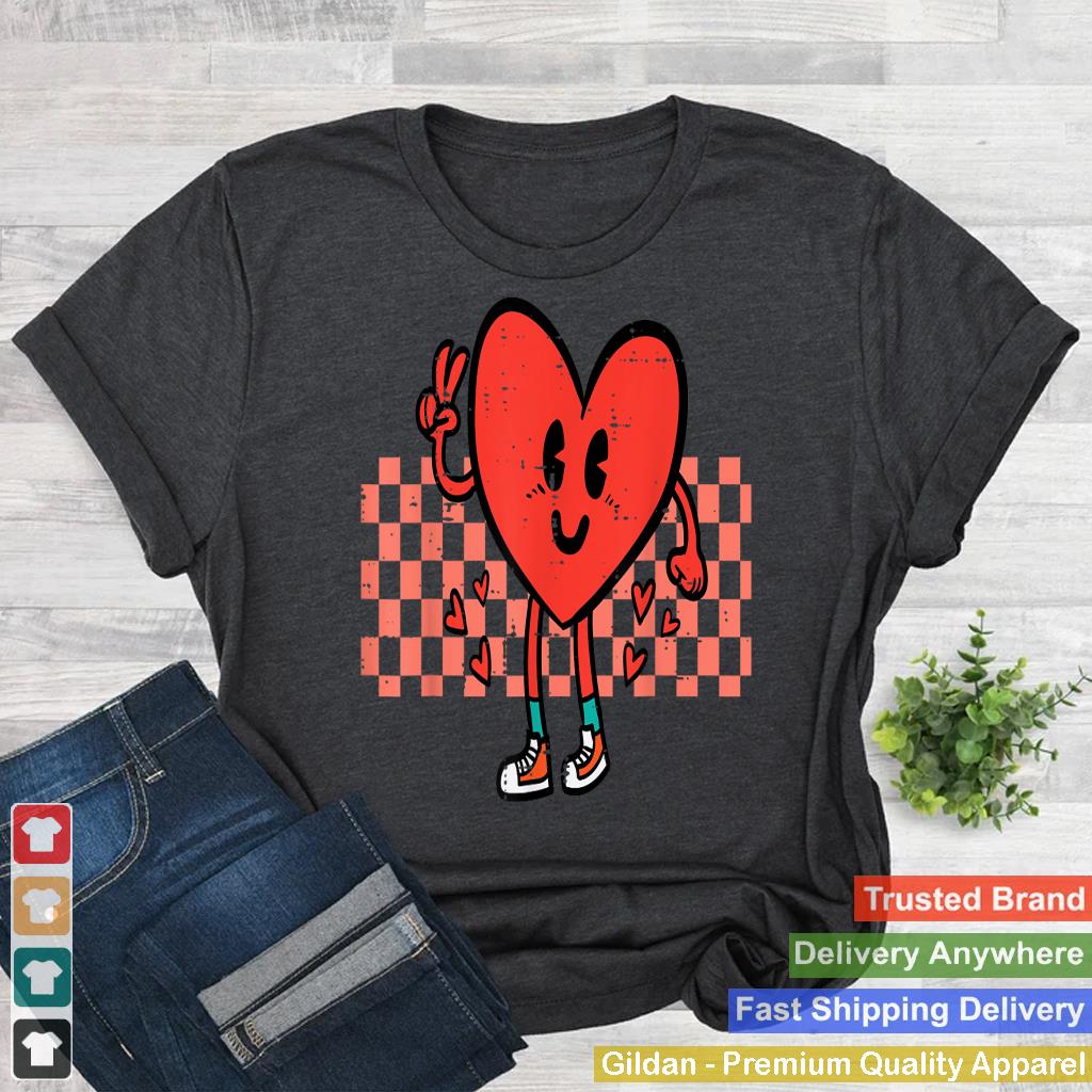 Valentines Day Heart Peace Hand Retro Groovy Men Women Kids