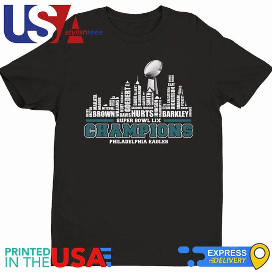 Philadelphia Eagles The Champions 2025 Super Bowl LIX Skyline Shirt