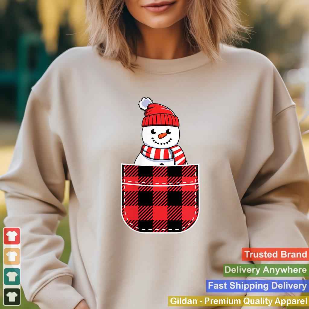 Cute Snowman In Buffalo Plaid Pocket Christmas Gift