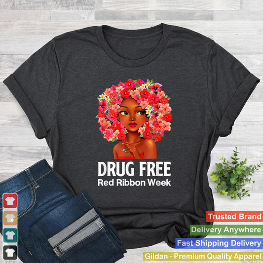 In October We Wear Red Ribbon Week BlackWoman Awareness 2021 T Shirt 1