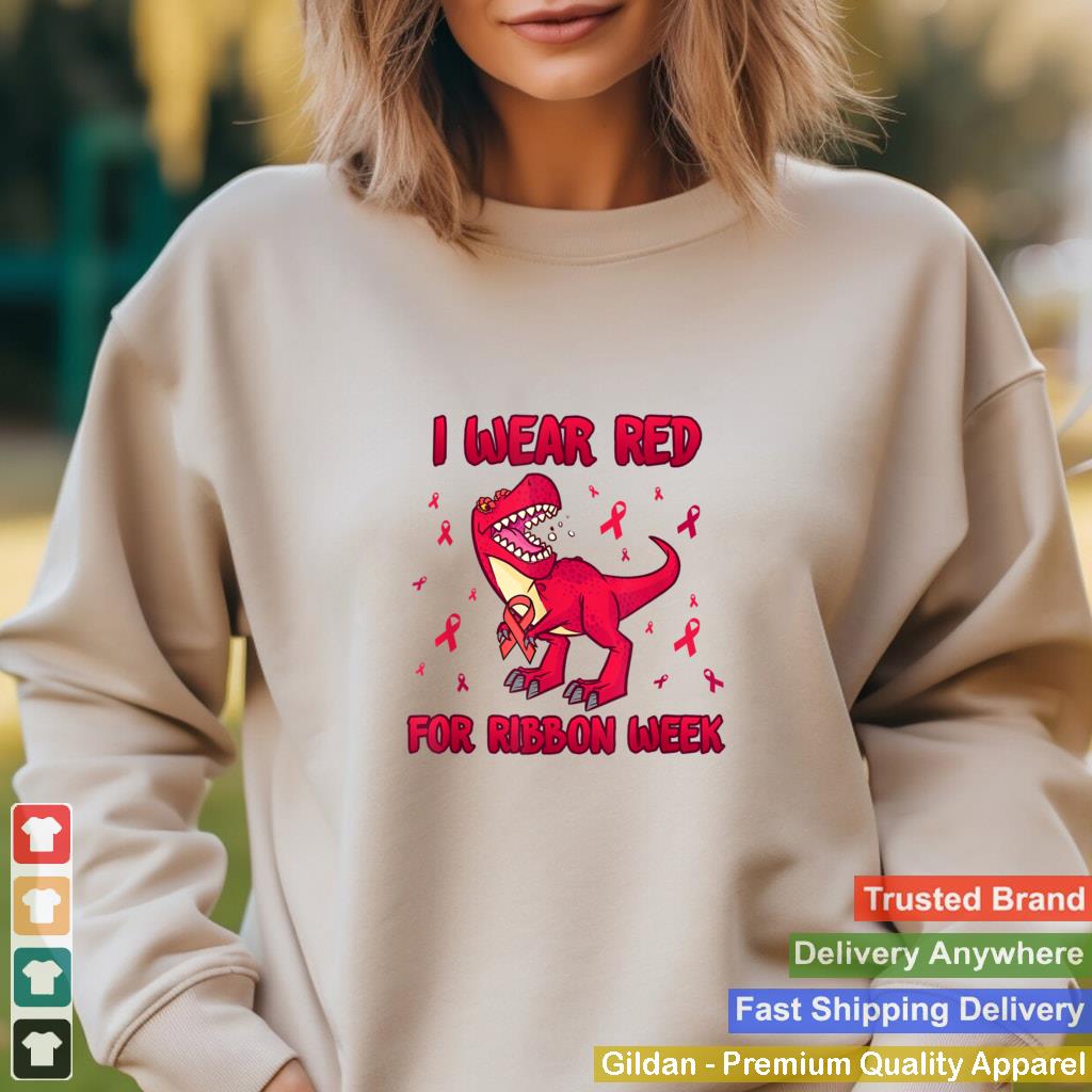 In October We Wear Red Ribbon Week Trex Dino Kids Toddler T Shirt