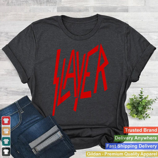 Slayer Official Classic Logo T-Shirt - Black, Crew Neck, Short Sleeve, Casual & Fitness (Polyester, Cotton)