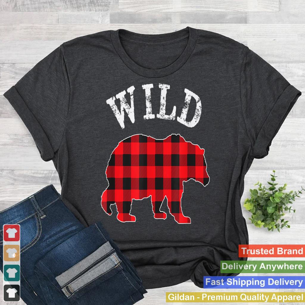 WILD Bear RED Black Buffalo Plaid Mama Checkerboard Pattern