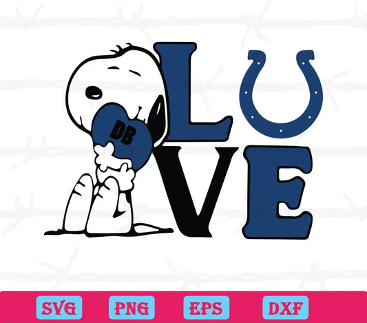 Snoopy Love Indianapolis Colts, Svg Png Dxf Eps