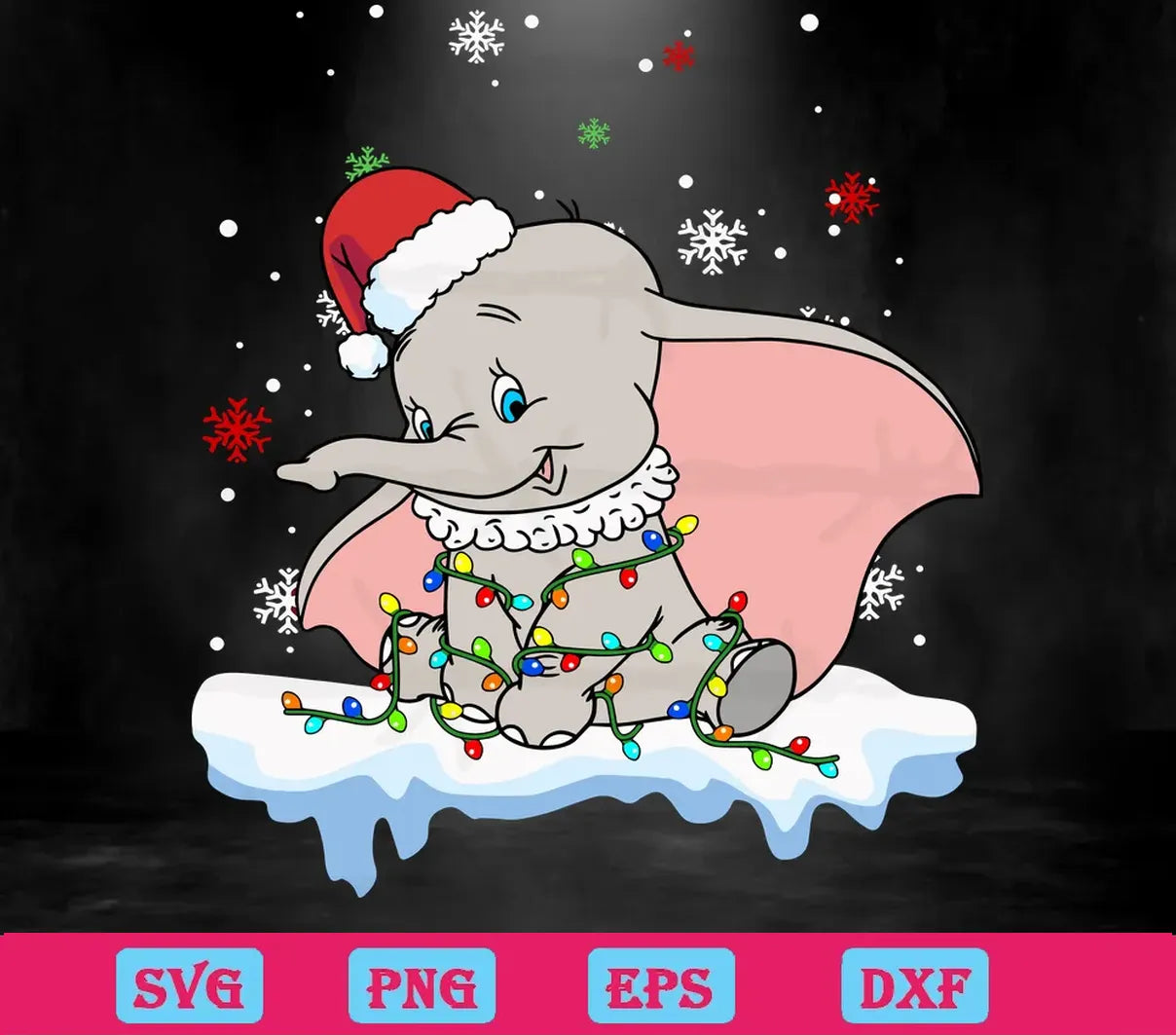 Disney Dumbo Santa Christmas Lights, Digital Files