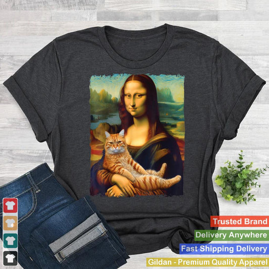 Mona Lisa Holding Cat Kitty For Cats Lover Cat Dad Cat Mom