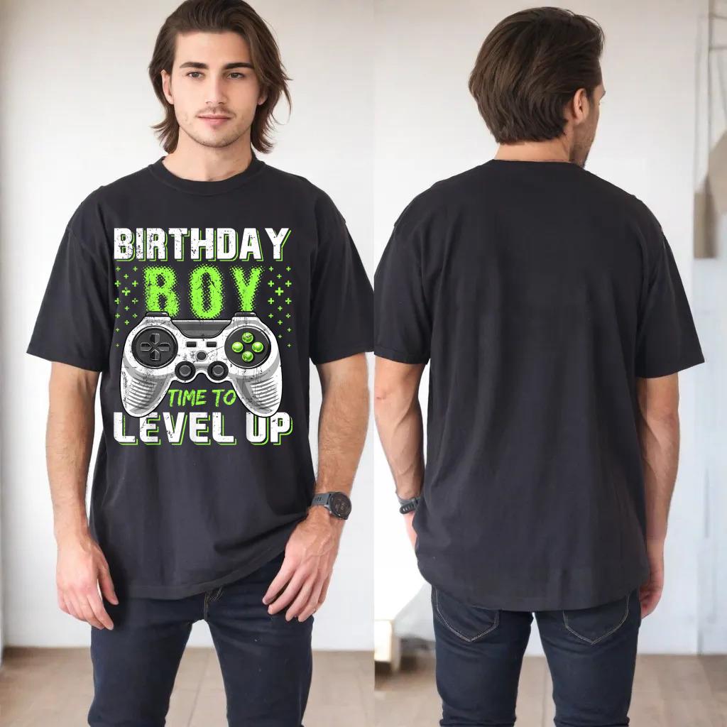 Level Up Birthday Boy Video Game T-Shirt - Classic Fit, Black, Kids Party Gift