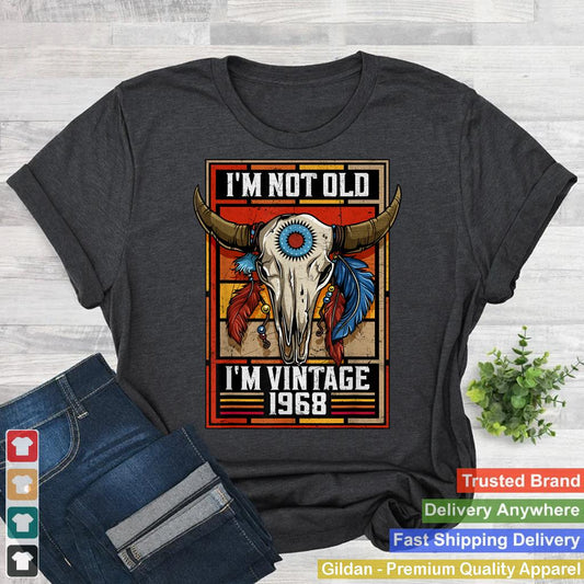 I'm Not Old I'm Vintage 1968 Birthday Cowboy Buffalo Skull