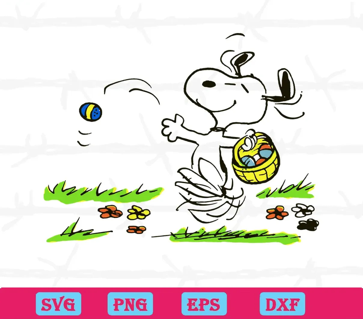 Snoopy Cute Happy Easter Clipart, Svg Png Dxf Eps Cricut