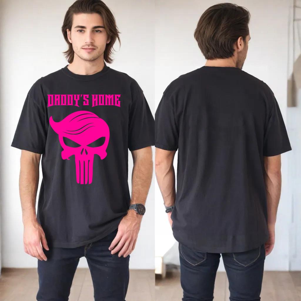 Trump 45 47 Daddy's Home Pink Skull With Trump Hair Skeleton