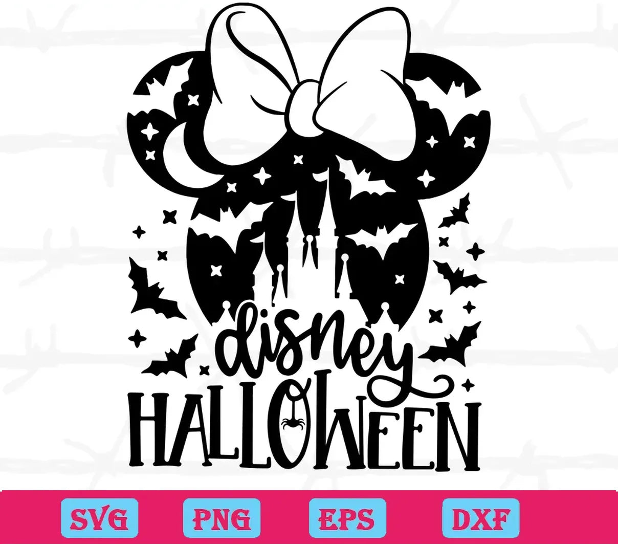 Minnie Head Bats Disney Halloween Castle, Svg Designs