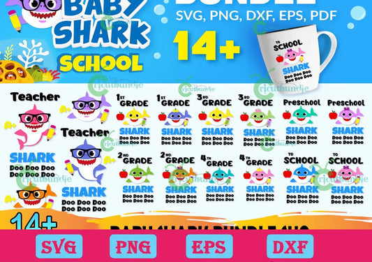 14+ Baby Shark School Bundle Svg