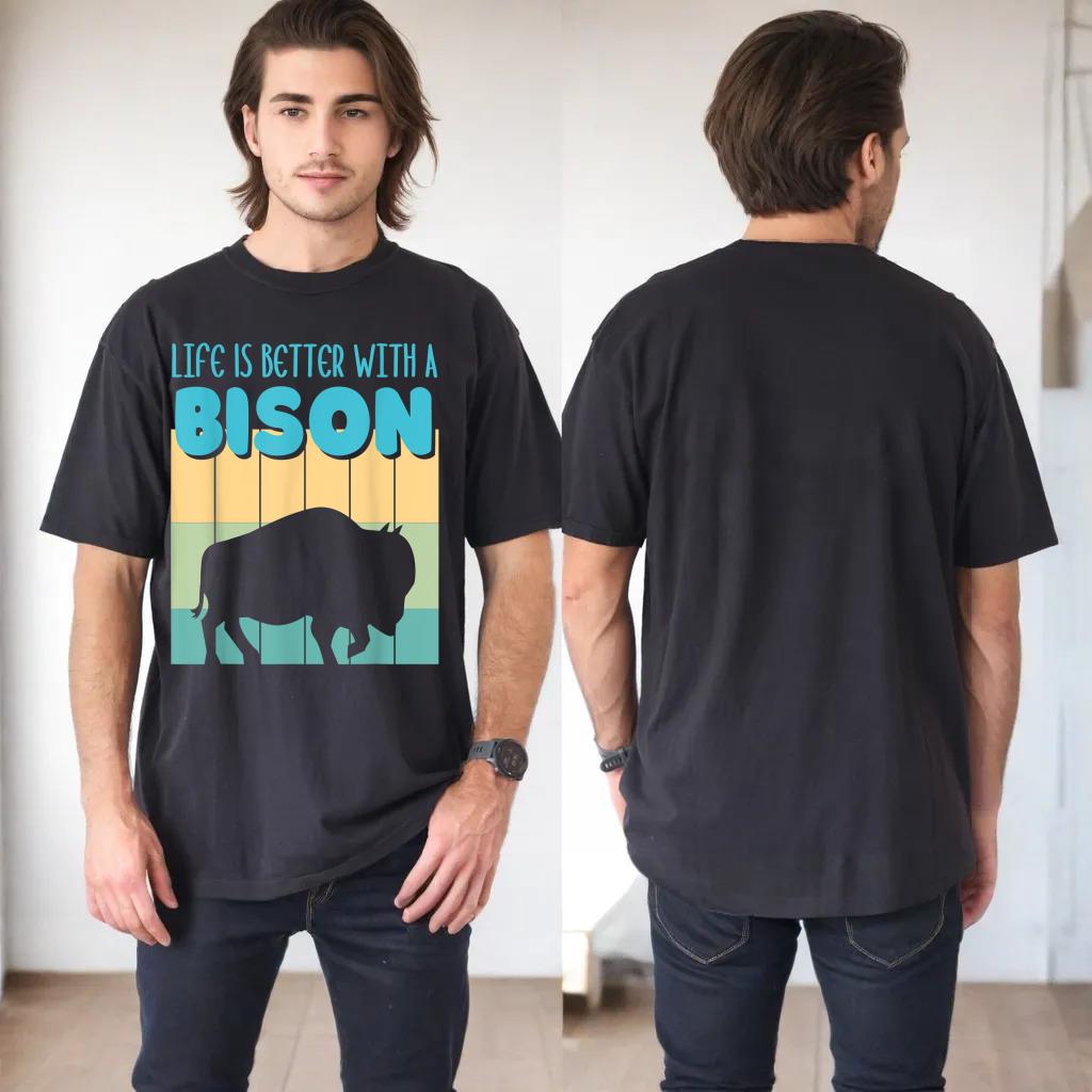 Life Is Better With A Bison Retro Funny Bison Buffalo_1