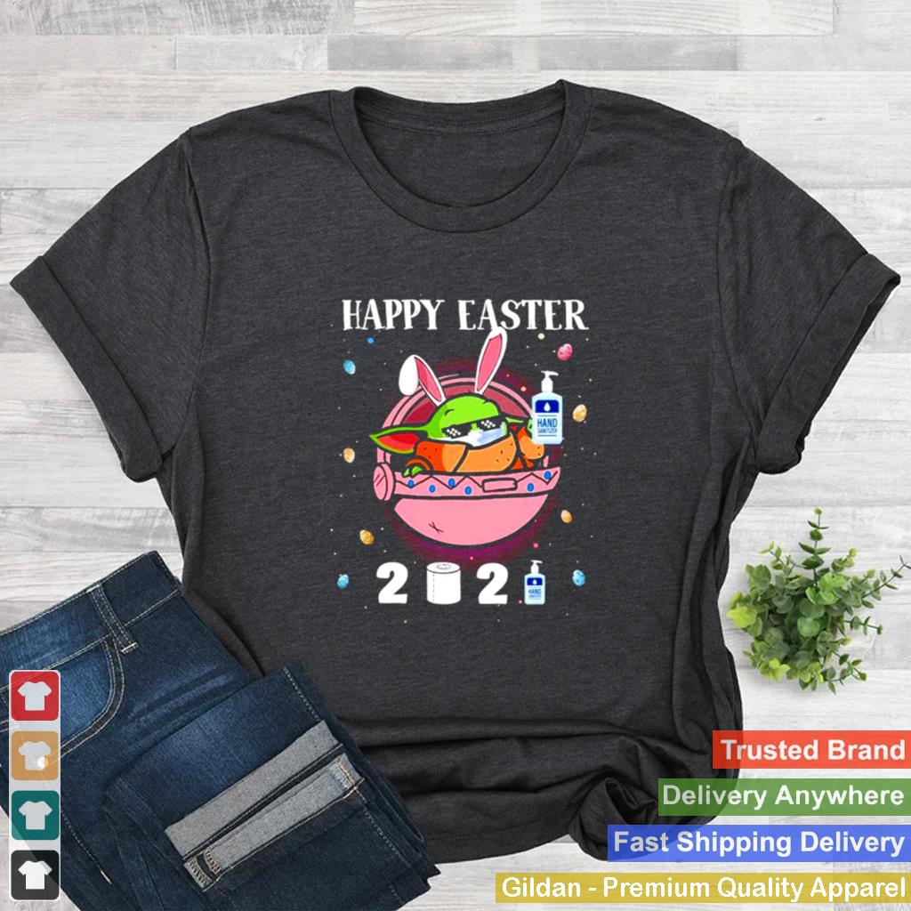 2021 Baby Yoda wearing face mask Happy Easter shirt